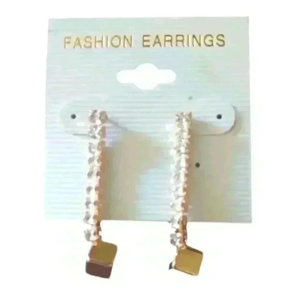 Women's rhinestone and gold earrings - Picture 1 of 1